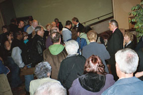 People in line to meet Connie