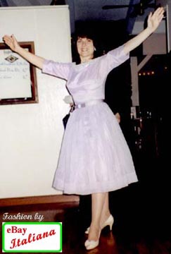 Nancy modeling a 1950s dress