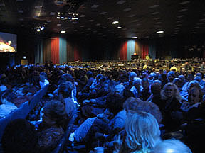 theatre fills with attendees